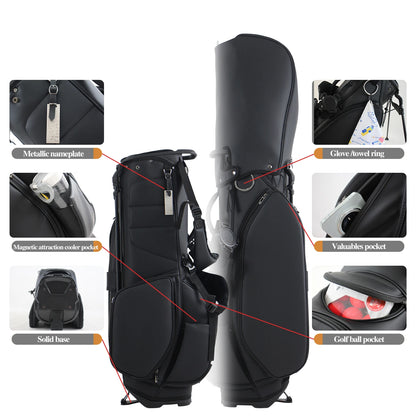 Golf Stand Bag, 7 Dividers Golf Club Bag with Double Shoulder Straps, Eco-Friendly Synthetic Leather, Stand Fix Buckle, 3 Detac