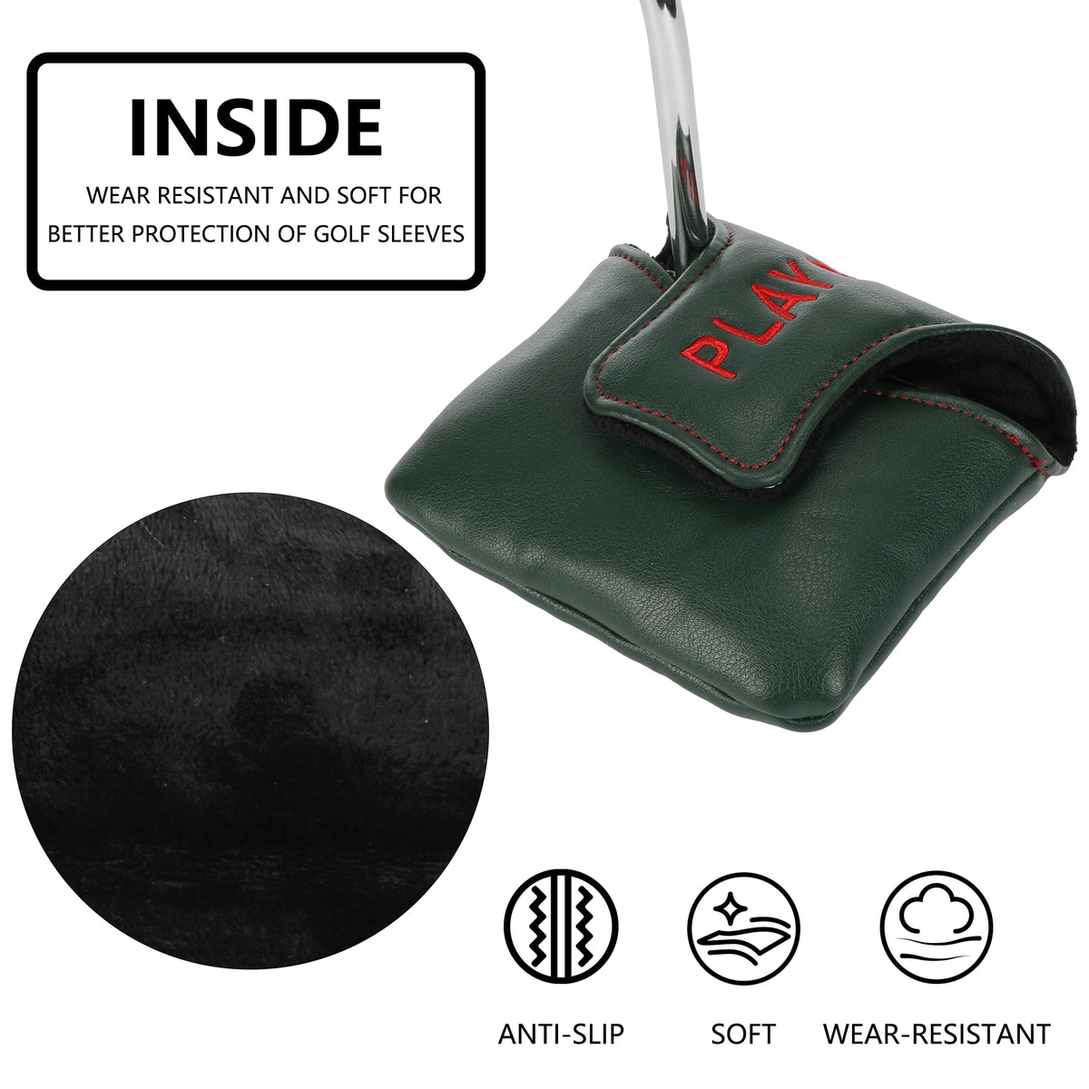 Golf Putter Head Cover With Eye-catching – PU & Wear-Resistant, Soft Velour Lining,Best Gift For Golfers