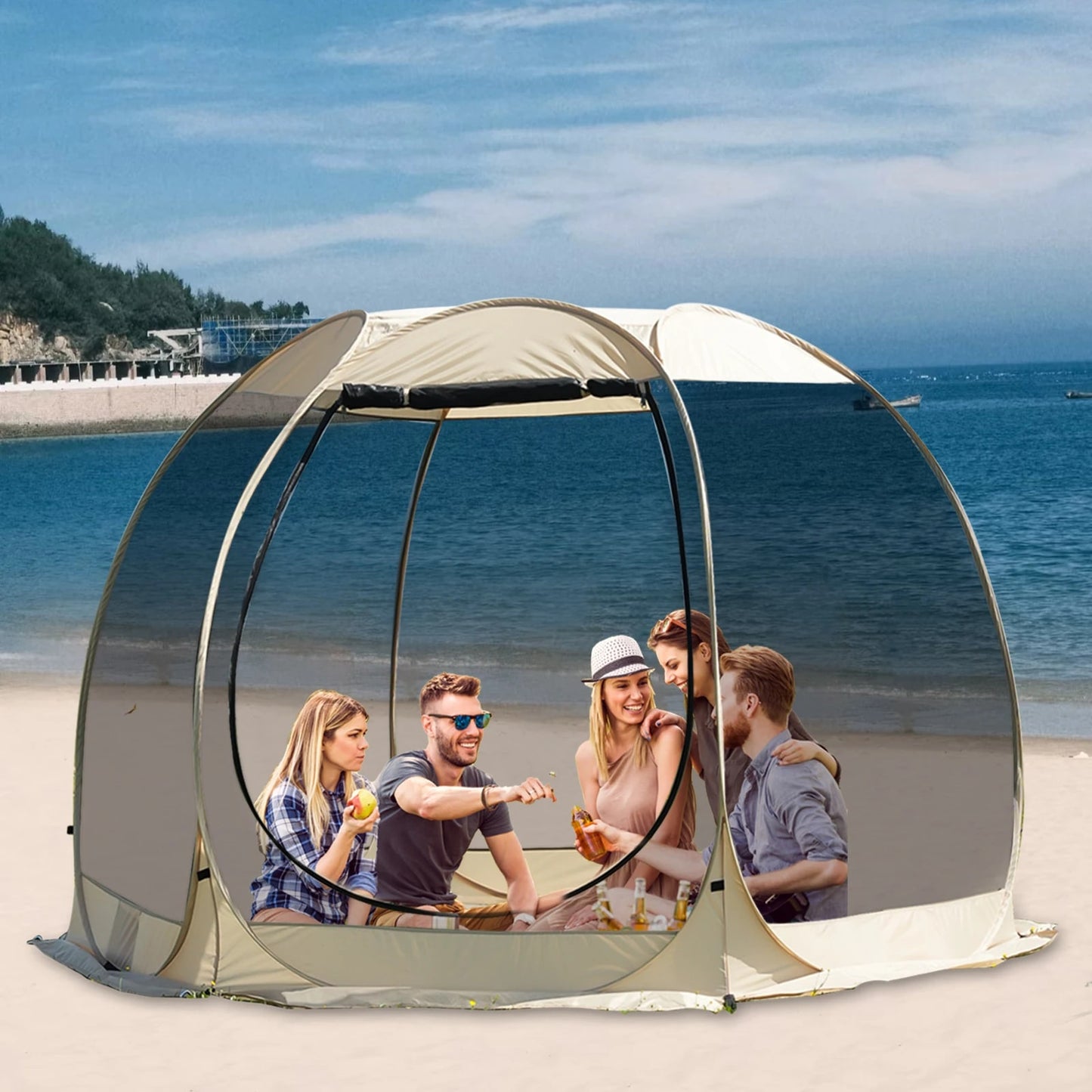 5-8 PERSON TENT | Portable Screen House Tent with Mosquito Net | Camping Backyard Patio & Protection Outdoor Shelter | Suitable for Family