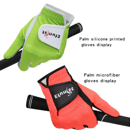 Men's Golf Glove Micro Soft Fiber Breathable 1 Pair or Worn on Left/Right Hand With Magic Tape Elastic Band 5 Colors Golf Gloves