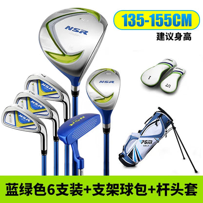 PGM Kids Golf NSR Clubs Set Left/Right Handed Stainless Steel 135-155cm Children Beginners Practice 6pcs Pole with Bag JRTG006