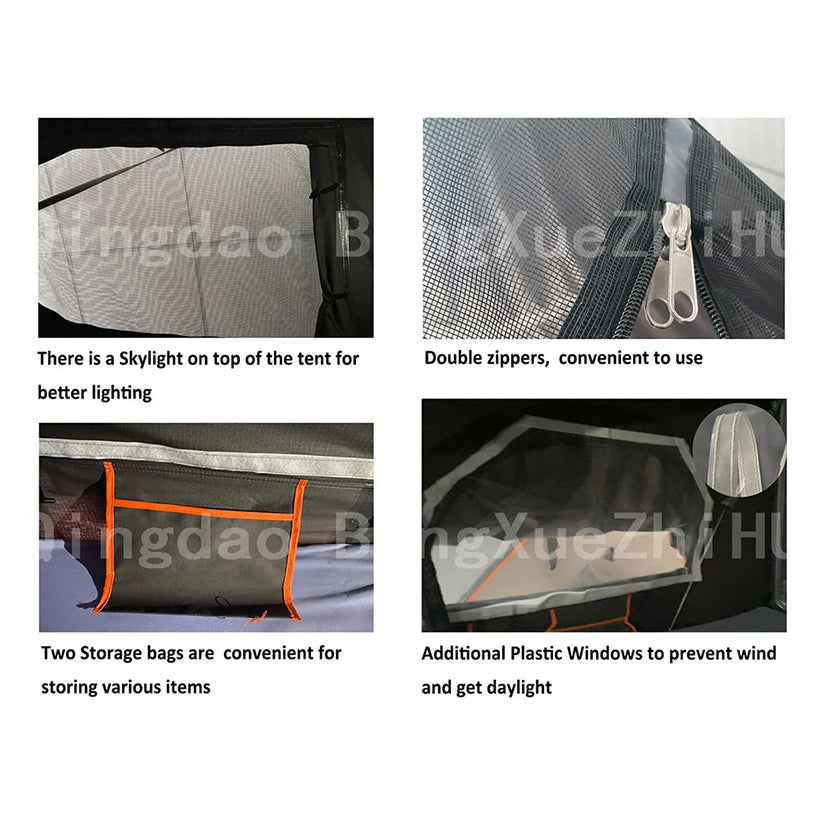 3-4 PERSON TENT Aluminum Hard Shell Roof Tent | Outdoor Camping & Pickup Truck Flip-Top Roof Tent