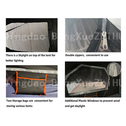 3-4 PERSON TENT Aluminum Hard Shell Roof Tent | Outdoor Camping & Pickup Truck Flip-Top Roof Tent