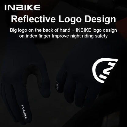 INBIKE 2024 Cycling Gloves Gel Padded for Men Autumn Winter Fleece Road Bike Gloves MTB Full Finger Touchscreen Bike Accessories