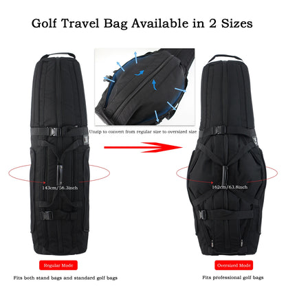 Golf Travel Bag for Airlines, 4-Wheel Rolling Golf Club Travel Cover, Thick Padded Anti-Collision Golf Airline Bag with Hidden R