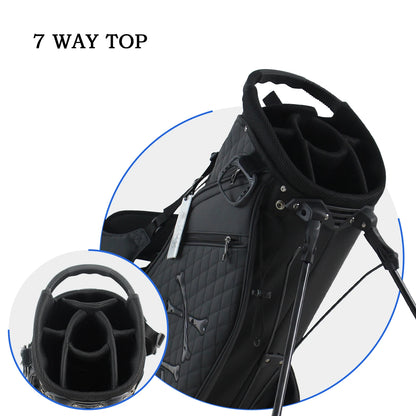 Stylish Golf Stand Bag, 7-Way Top Divider,, Lightweight Double Shoulder Golf Club Bag, Premium Eco-Friendly PU Leather