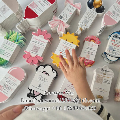 Custom Bamboo Shaped 3D Business Cards Creative Fold-out Cards Printing Folded Mirror Flyers Advertising Strategy Brochures QR