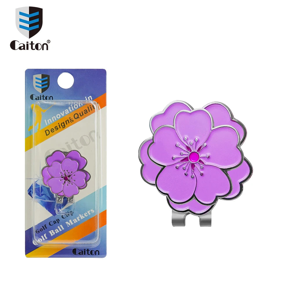 Caiton Rose Flower Golf Hat Clip Magnetic Ball Marker Anti-Rust Cap Belt Clip Accessory Gift for Women Men Golfers Putting Green