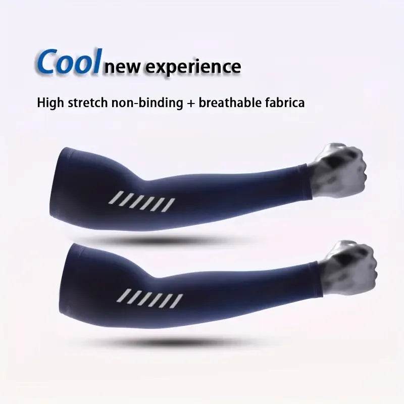1 Pair Men's Lightweight Breathable Cooling Sports Sleeves Ice Silk Fabric Sweat-Absorbent for Cycling Fishing Running & Hiking