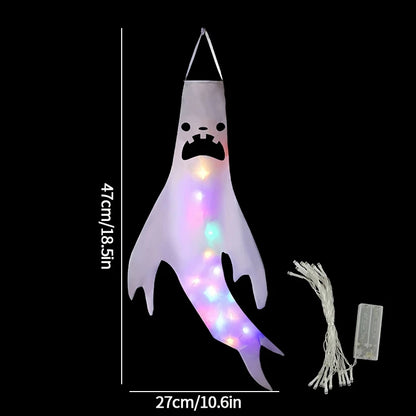 Halloween Hanging Decorations | Scary Ghost Windsock | DIY Emoticons Glow Ghost Lights | Day of The Dead Horror Props