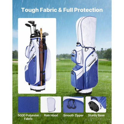 Golf Cart Bag, 15 Way Top Divider Organizer, Golf Club Bag with Full-length Divider, Storage Pockets, Ergonomic Shoulder Strap,