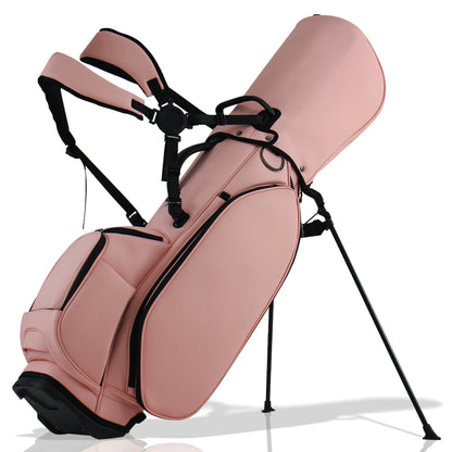 Golf Stand Bag, 7 Dividers Golf Club Bag with Double Shoulder Straps, Eco-Friendly Synthetic Leather, Stand Fix Buckle, 3 Detac
