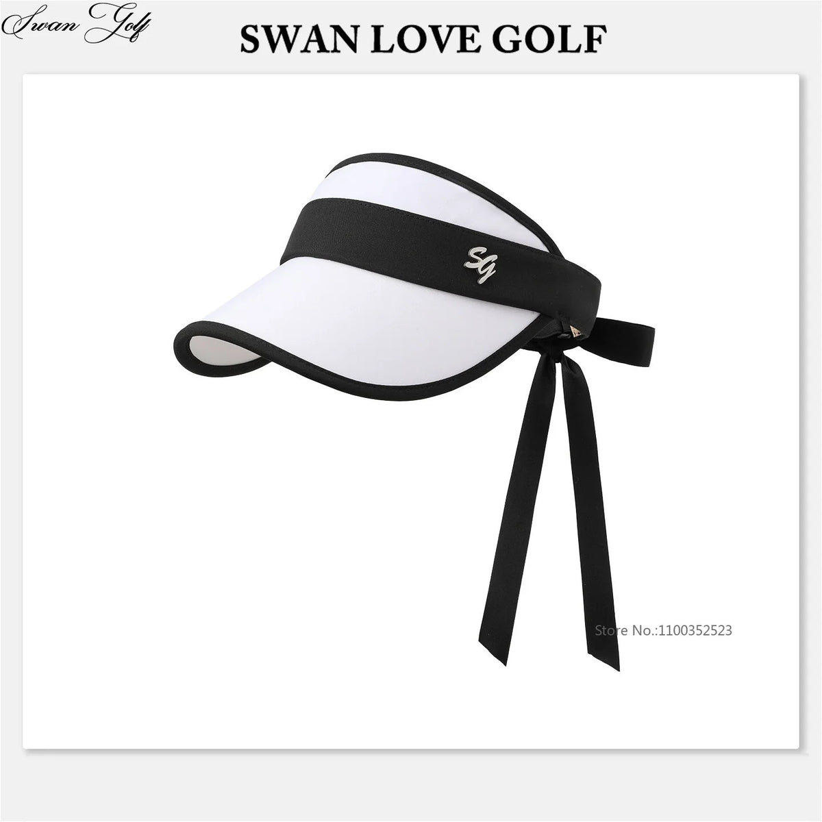 SG Korean Style Golf Cap Women Empty Top Sun Hats Girls Adjustable Large Brim Anti-UV Sports Caps Lady Headcover with Bow Ribbon