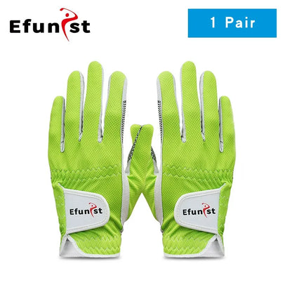 Men's Golf Glove Micro Soft Fiber Breathable 1 Pair or Worn on Left/Right Hand With Magic Tape Elastic Band 5 Colors Golf Gloves