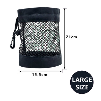 Polyester Golf Ball Storage Bag with Drawstring Closure - Mesh Pocket Design for Easy Organization, Available Gray/Blue/Black