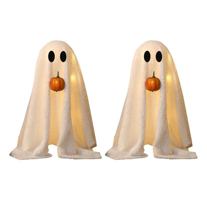 Halloween Light-Up Ghost Decoration | Spooky LED Ghosts with Pumpkin | Holiday Horror Decor Props