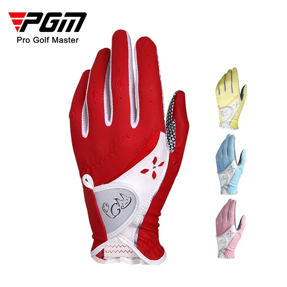 1 pairs Women Golf Gloves Soft Breathable PU Leather with Non-Slip Particle Outdoor Sports Wholesale Accessories