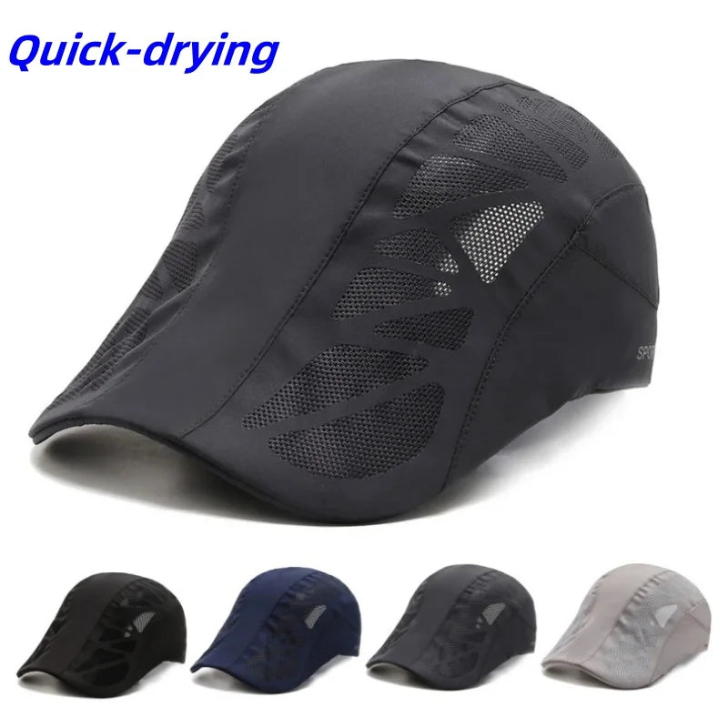 Summer Breathable Mesh Quick Dry Tennis Golf Baseball Cap Sports Running An-ti UV Sunhat Fishing Hiking Beret Cap Sunshade Visor