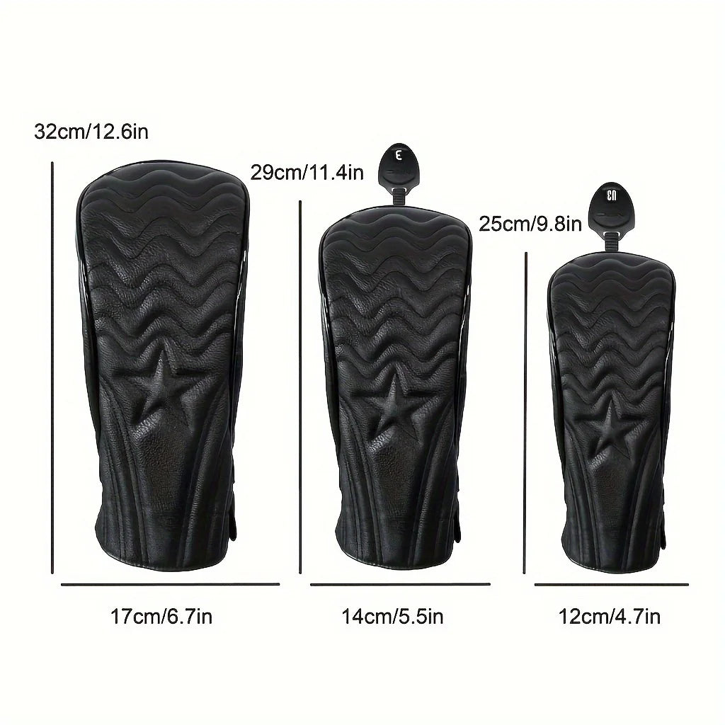 1pc/3pcs Golf Head Covers for Driver & Woods - Head cover, Designed to Fit All Woods and Drivers (Grain star style）