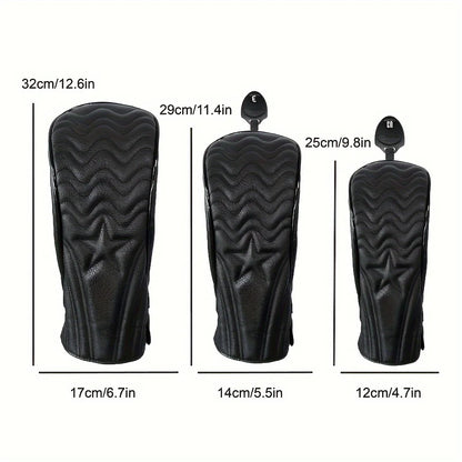 1pc/3pcs Golf Head Covers for Driver & Woods - Head cover, Designed to Fit All Woods and Drivers (Grain star style）