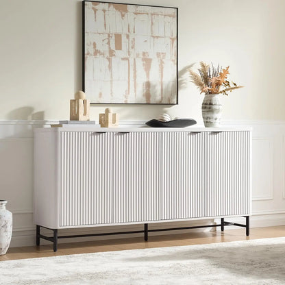 65" Buffet Sideboard with 4 Doors Adjustable Shelves Coffee Bar Console for Dining Living Entryway White Customized