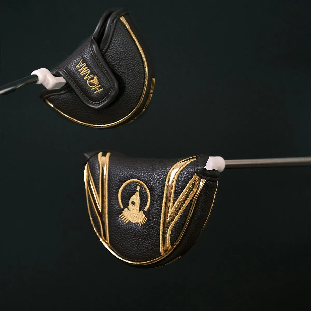 Premium Golden Golf Club Head Covers Set Luxury PU Leather Driver Fairway Hybrid Iron Putter Headcover Protector Set