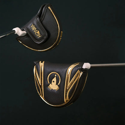 Premium Golden Golf Club Head Covers Set Luxury PU Leather Driver Fairway Hybrid Iron Putter Headcover Protector Set