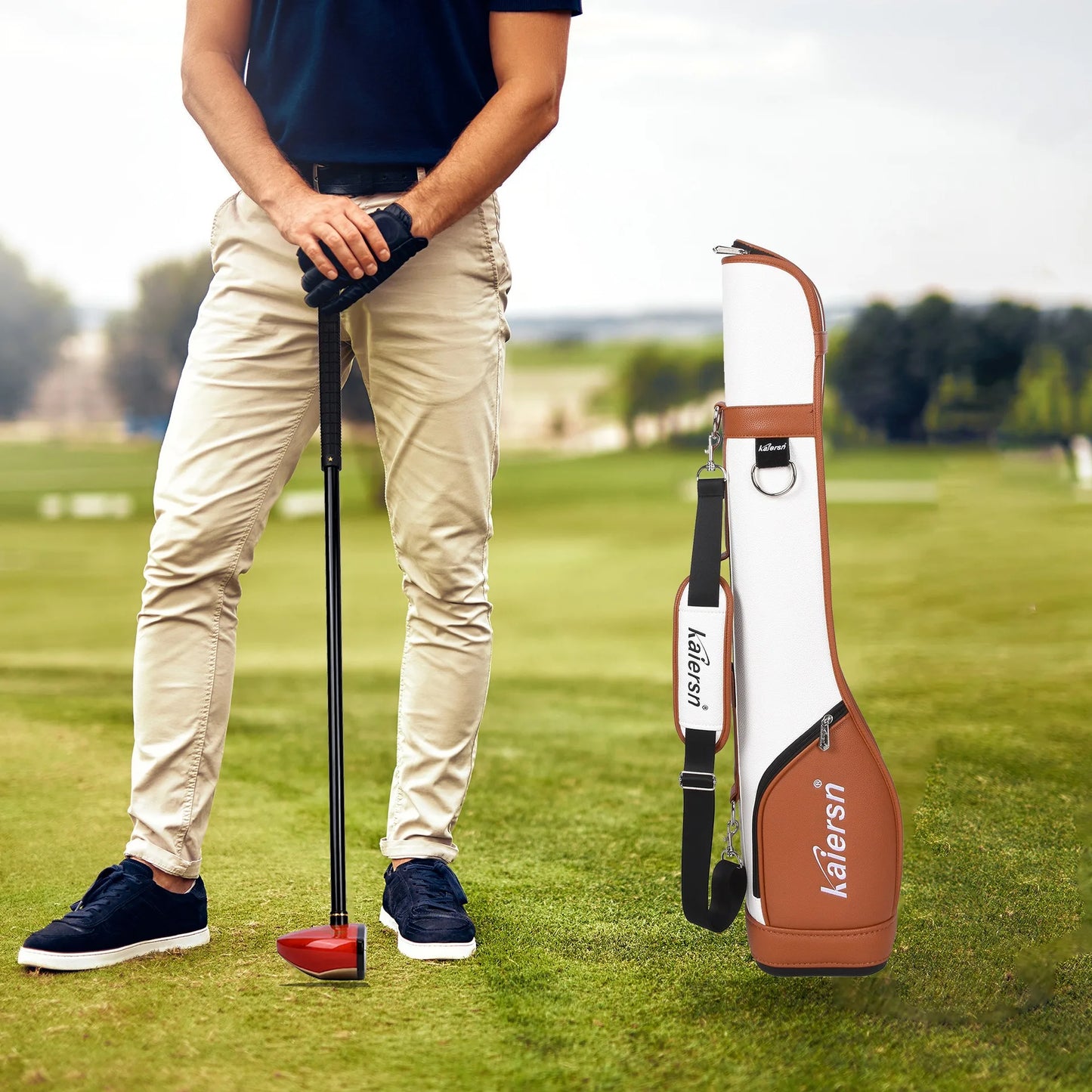 Portable PU Lightweight Park Golf Gun Bag Waterproof Microfiber Leather Durable Multipurpose Sports Golf Club Bag Golf Supplies