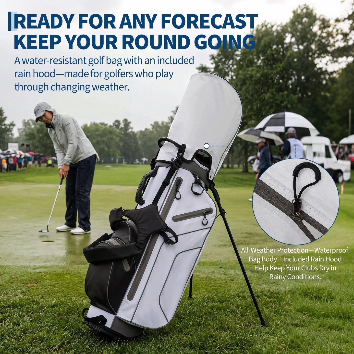 7 Way Golf Stand Bag Portable Waterproof Golf Club Bag For Men Women With Insulated Cooler Pocket Rain Hood And Removable Backpack Straps