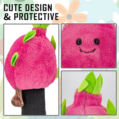 1PC Pitaya Dragon Fruit Plush Golf Wood Headcover Medium Size Cartoon Doll Golf Club Head Cover Protector Golf Accessories