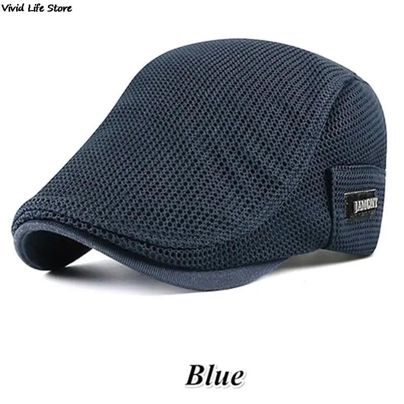 Men's Casual Golf Hat Berets Cotton Caps For Spring Summer Autumn Cabbie Flat Cap Breathable Mesh Newsboy Cap