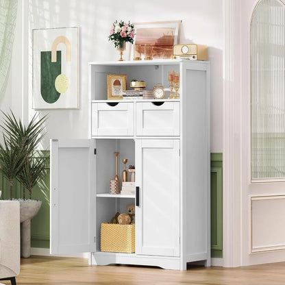bathroom cabinet with doors and drawers, freestanding bathroom storage cabinet, adjustable shelves, for living room, kitchen, h