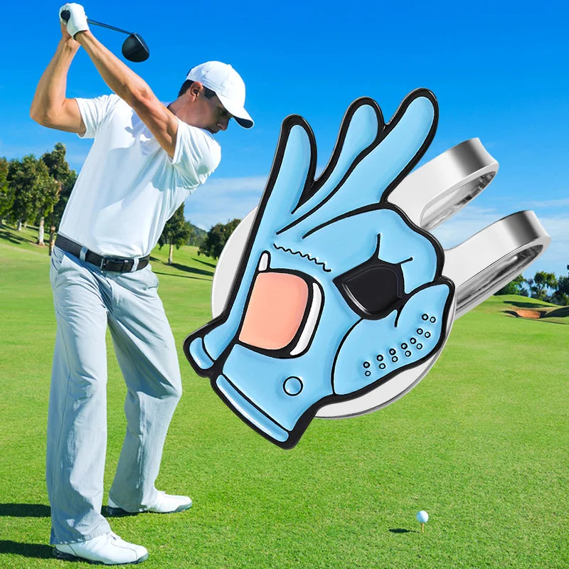 OK Sign Golf Hat Clip Ball Marker Magnetic Easily Attach to Hat Cartoon Flag Pattern Baseball Cap Clips Jewelry Accessories Gift