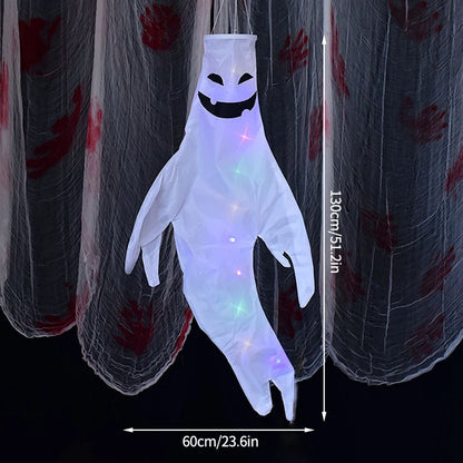 Halloween Hanging Decorations | Scary Ghost Windsock | DIY Emoticons Glow Ghost Lights | Day of The Dead Horror Props