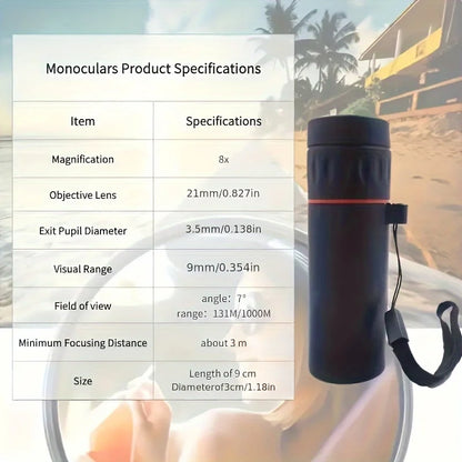 2000X25 HD Monocular Telescope, Compact Portable for Travel, Hiking, Fishing, Camping, Stargazing, Concerts & Bird Watching
