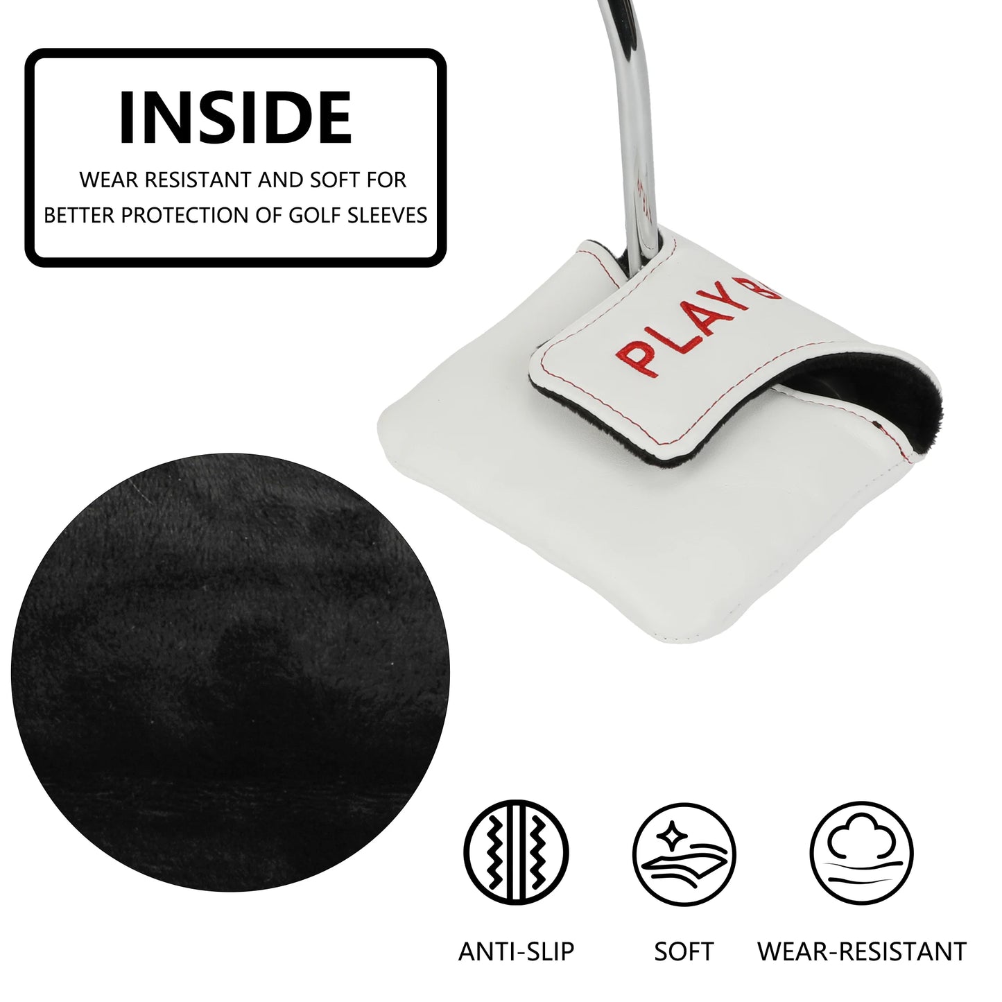 Golf Putter Head Cover With Eye-catching – PU & Wear-Resistant, Soft Velour Lining,Best Gift For Golfers