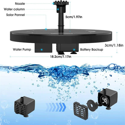 Solar Water Fountain Pool Pond Waterfall Fountain Garden Decoration Outdoor Bird Bath Solar Powered Floating Water Pump