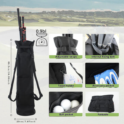 Lightweight Golf Carry Bag with Adjustable Shoulder Strap - Holds 8-10 Clubs, Foldable Portable Golf Bag with Multiple Compartme