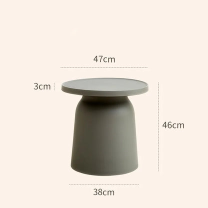 Nordic Style Plastic round Coffee Table Sofa Side Small-Space Corner Table with Wide Storage Desktop for Home Furniture
