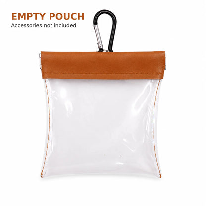Clear PVC Golf Tee Pouch Portable Self Closing Storage Bag with Hanging Hook for Golf Course Practice Golf Bag Organization