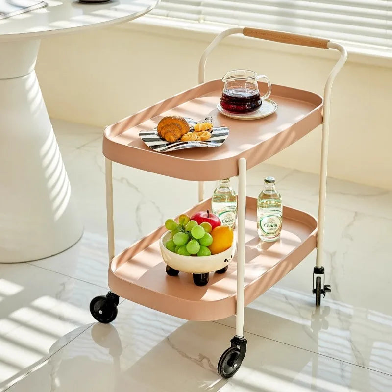 Nordic-Style Mobile Cart Living Room Sofa Side Storage Table Minimalist Home Decor with Wheels Multi-Purpose Coffee Table