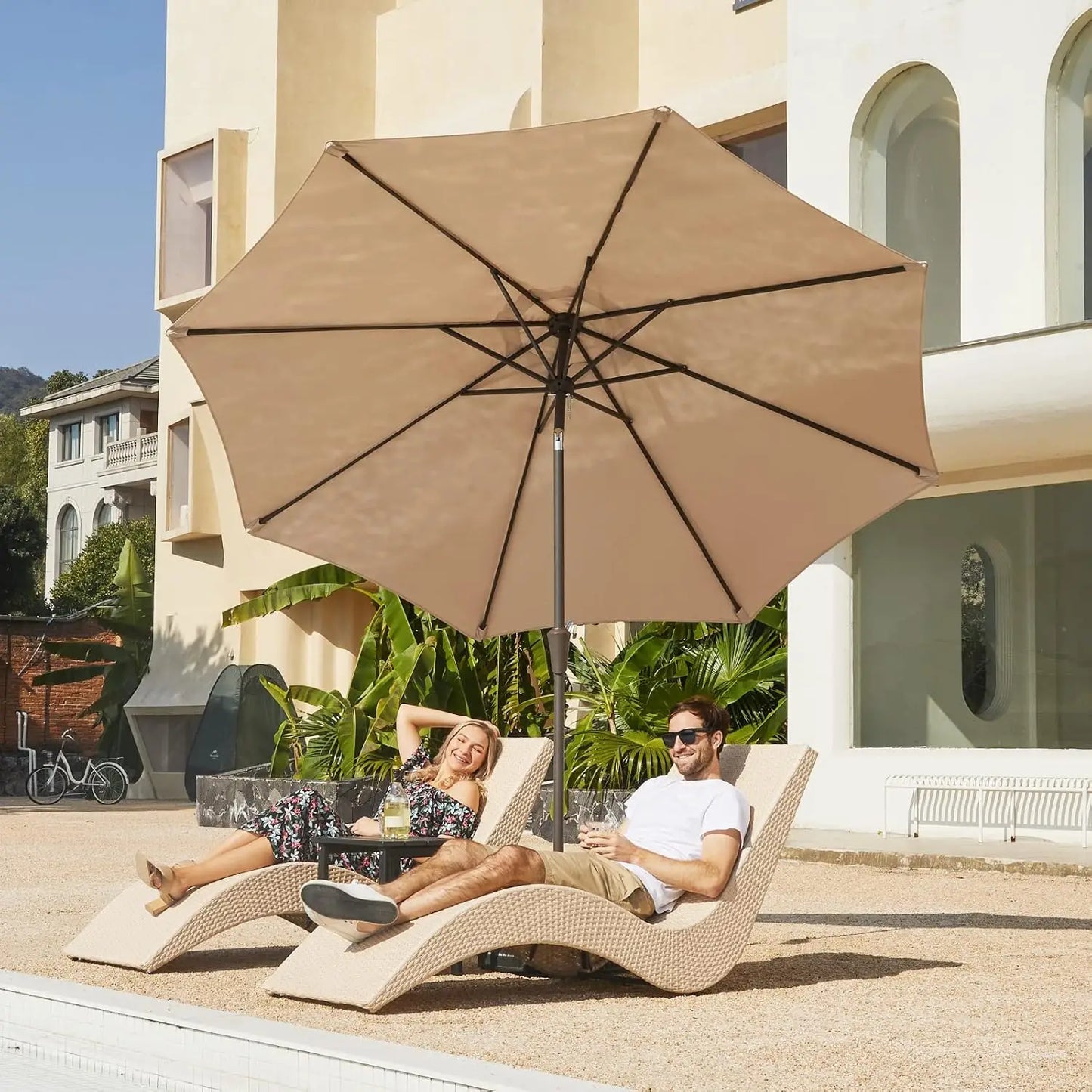 9FT Outdoor Patio Umbrella with Push Button Tilt and Crank, UV Protection | Waterproof for Garden Deck Backyard Pool