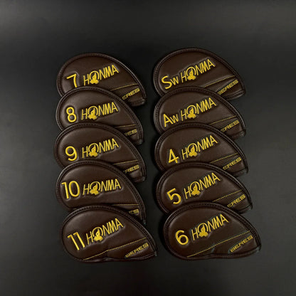 Premium Golden Golf Club Head Covers Set Luxury PU Leather Driver Fairway Hybrid Iron Putter Headcover Protector Set