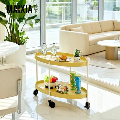 Nordic-Style Mobile Cart Living Room Sofa Side Storage Table Minimalist Home Decor with Wheels Multi-Purpose Coffee Table