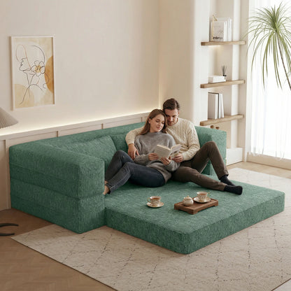1.5m 1.8m 3-in-1 Chenille Vacuum Compressible Sofa Bed Home Foldable Floor Couch Soft Loveseat Lazy Sofa For Living Room Bedroom