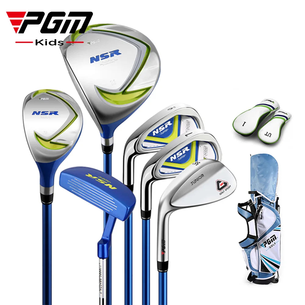 PGM Kids Golf NSR Clubs Set Left/Right Handed Stainless Steel 135-155cm Children Beginners Practice 6pcs Pole with Bag JRTG006