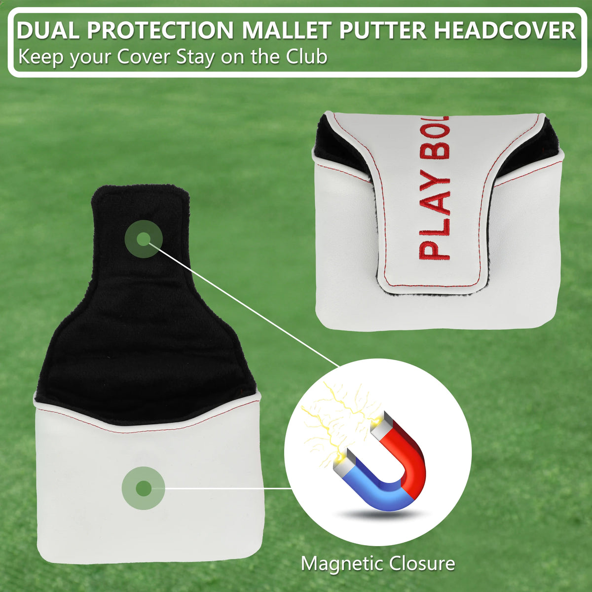 Golf Putter Head Cover With Eye-catching – PU & Wear-Resistant, Soft Velour Lining,Best Gift For Golfers