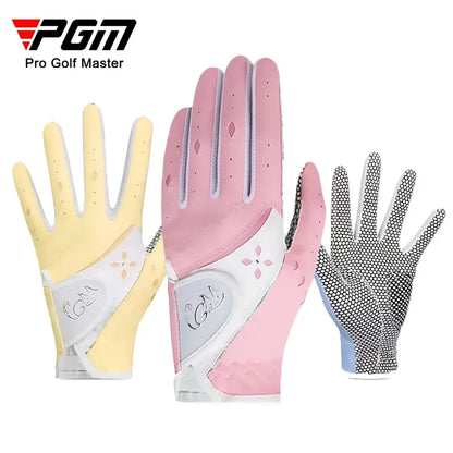 1 pairs Women Golf Gloves Soft Breathable PU Leather with Non-Slip Particle Outdoor Sports Wholesale Accessories