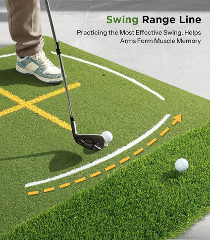 Multifunctional Golf Swing Mat with Long And Short Grass Combination Teaching Aids Crossline Indoor And Outdoor Ball Mat
