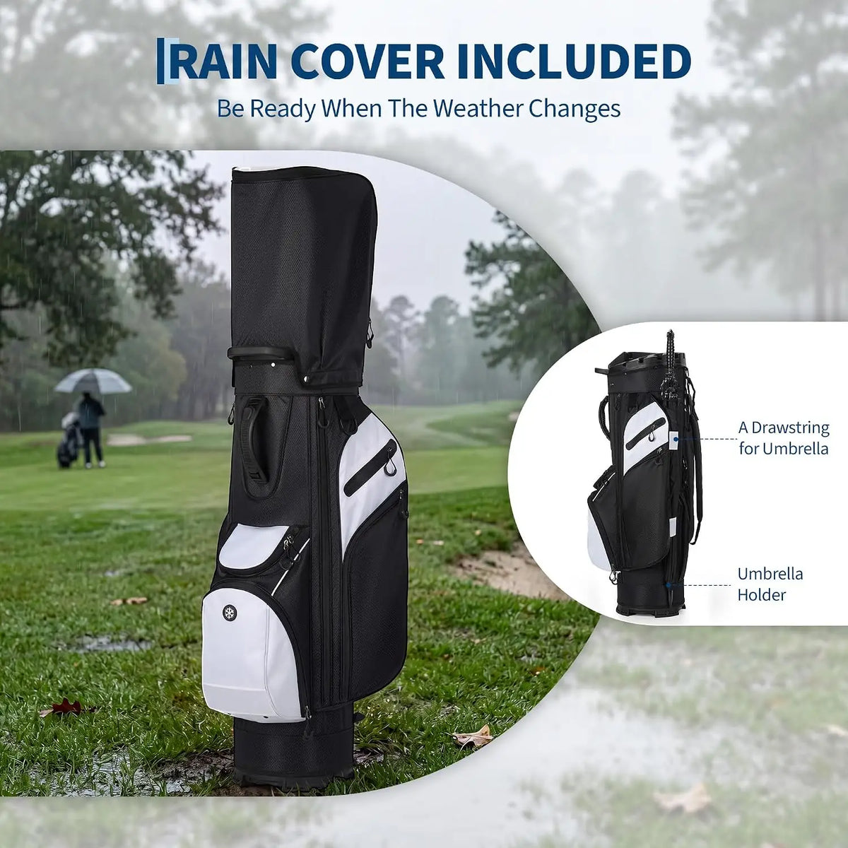 Golf Lightweight Stand Bag Multifunction PU Leather Golf Rack Bag with 14-Way Divider 420D Nylon Build,Over-Sized Putter Well,Easy Grip Storage,Quick-Release Rain Hood,Anti-Slip Base,Smooth Zippers